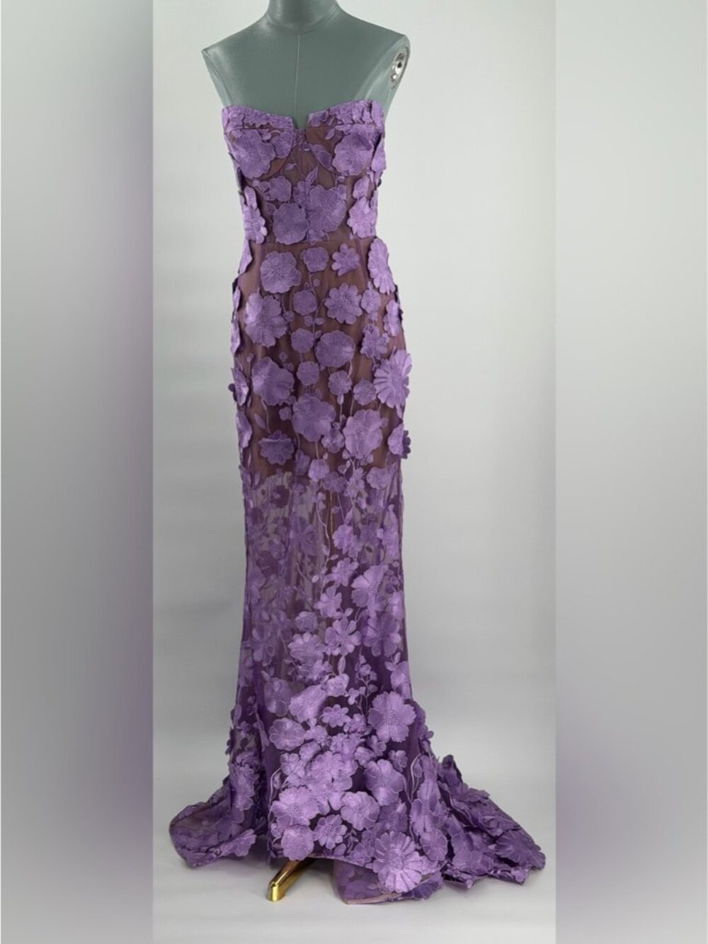🆕 BRONX & BANCO 🧿 NWOT Jasmine Floral Embroidered Gown, Lilac - Sz M US 6 - Picture 10 of 14